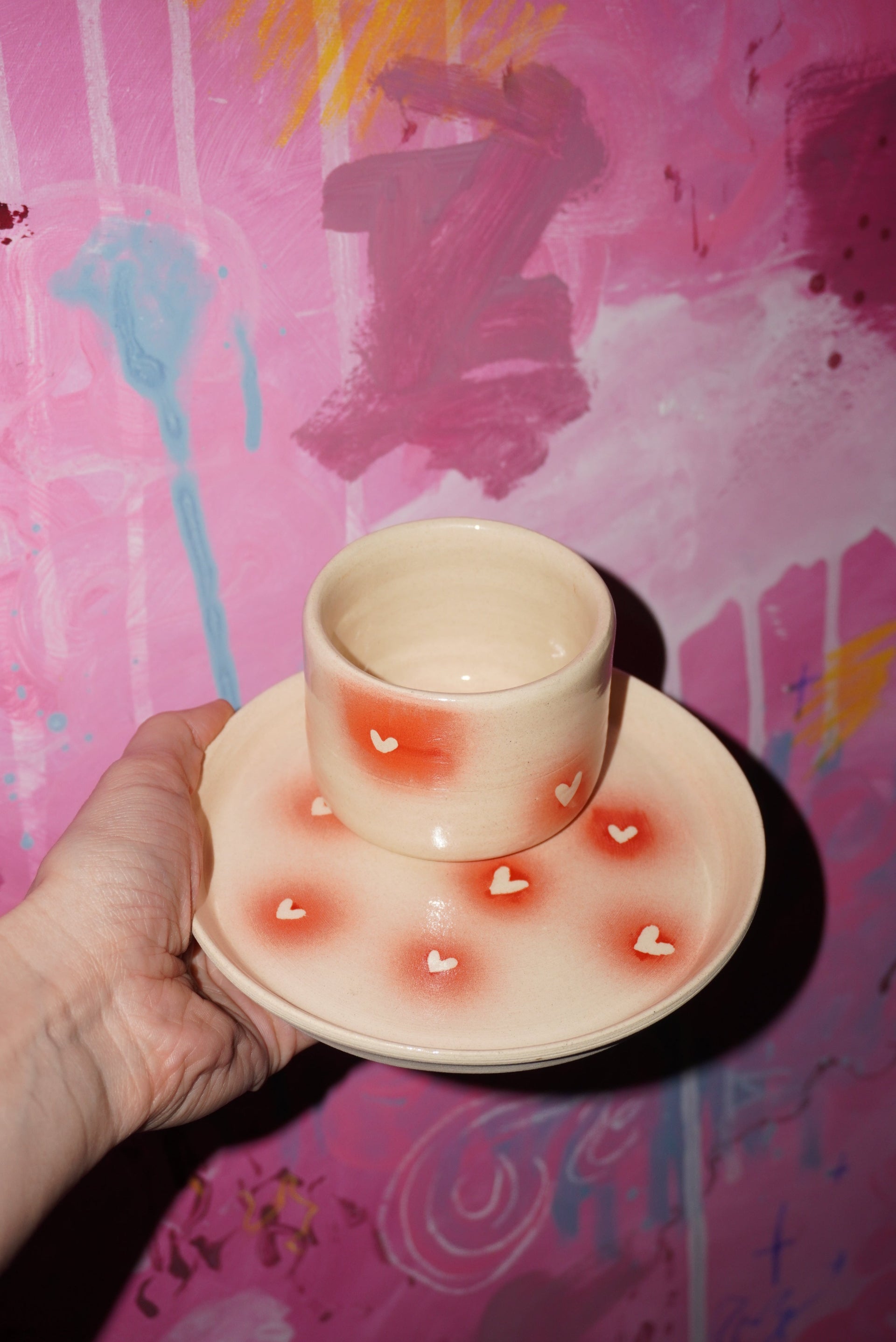 Set talerz i czarka w serca