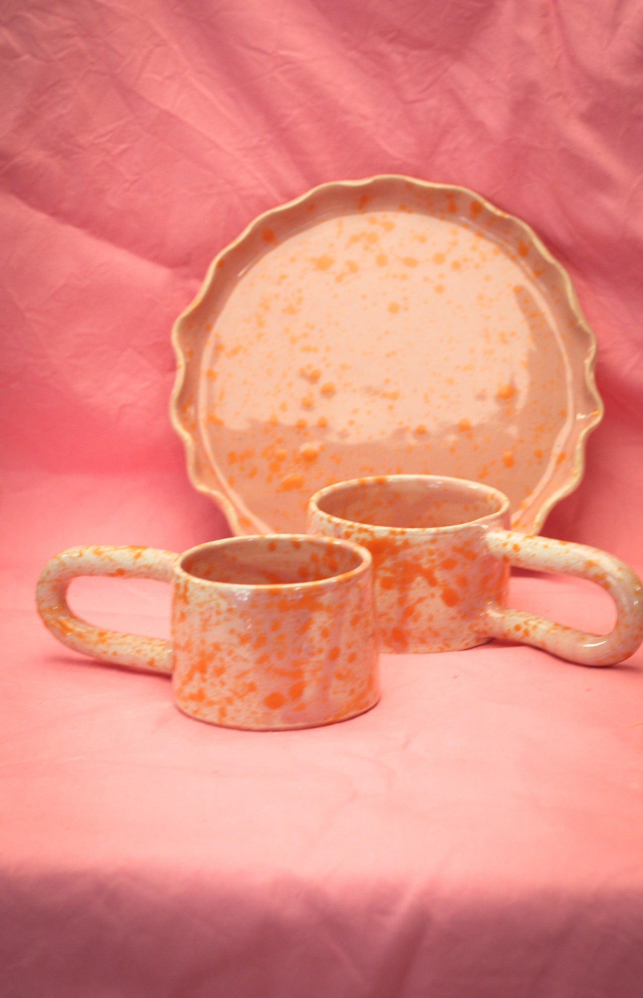 Zestaw sunset talerz i filiżanki