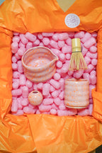 Zestaw do matchy różowy z czarką