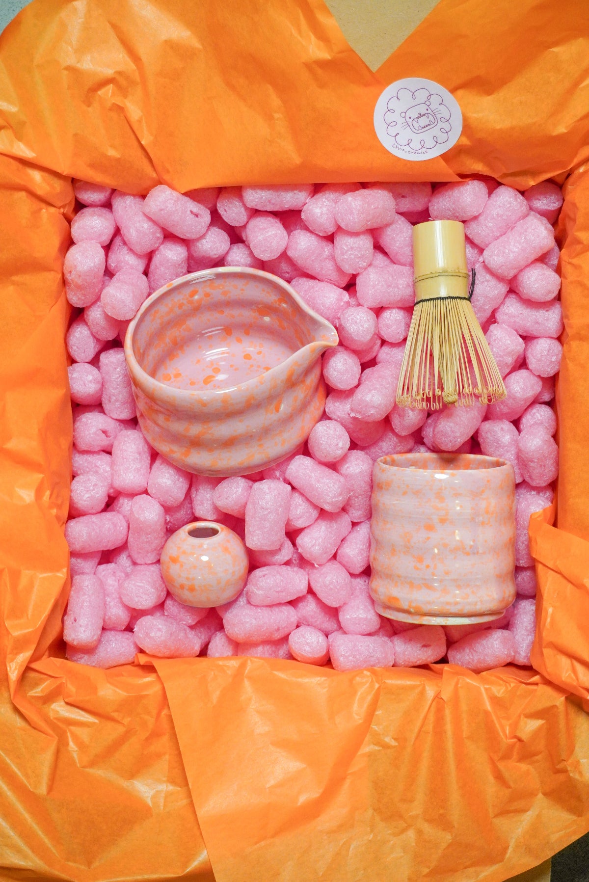 Zestaw do matchy różowy z czarką